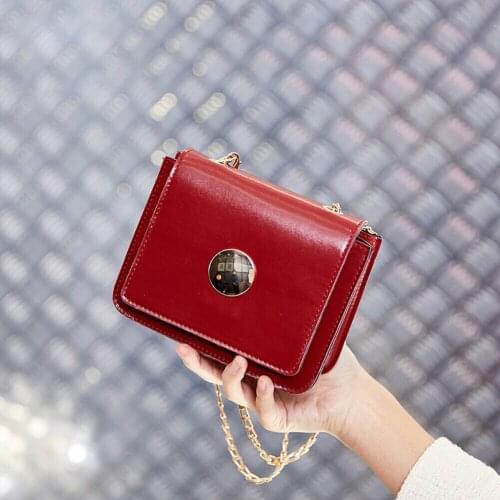 2019 Women Fashion PU Leather Hasp Messenger Cross Body Shoulder Bag Solid Chains Small Handbag New Style Hot