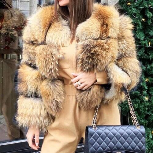 2021 New Winter Jacket S-11XL Women Big Fluffy Real Fur Coat Natural Raccoon Fur Thick Warm Outerwear Streetwear Removable Vest