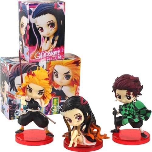3pcs/set 5.5-7.5cm Demon Slayer Kimetsu no Yaiba Tanjirou Rengoku Kyoujurou Nezuko PVC Q Version Figure Toy