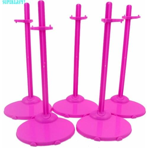 5pcs/lot Pink Stands Figure Display Plastic Holder Model Prop Up Accessories for Barbie Doll 1:6 Furniture Supporting Kids Toys