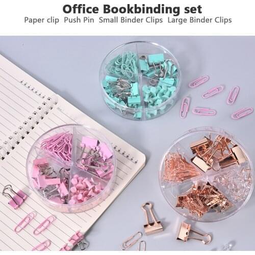 72Pcs Push Nail Binder Clip Gold Paperclips Clamp Combination Office Stationery Long Tail Metal Clips Office Binding Supplies