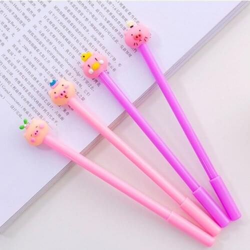 8 PCs Gel Pens Cute Pen Creative Hat Pig Student Gel Pen Black Ink Pen Student Stationery Wholesale