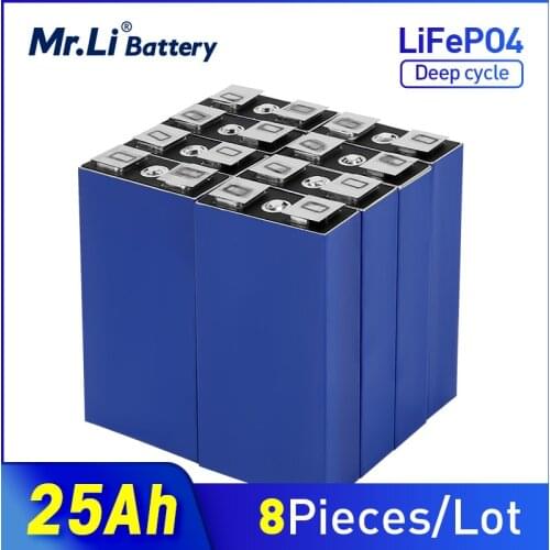 Mr.Li 3.2V 25Ah lifepo4 battery cell 8pcs rechargeable battery Used in solar UPS low-speed electric vehicles EU US TAX FREE