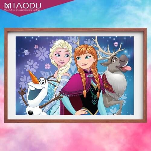 5D DIY Diamond Painting Cross Stitch Kits Frozen Snow Queen Anna Cartoon Embroidery Cartoon Diamond Mosaic Home Decor