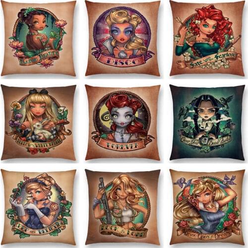 Cartoon Beautiful Heroine Lovely Girls Pinup Prints Excellent Women Beauty Grace Colourful Cushion Cover Sofa Throw Pillow Case