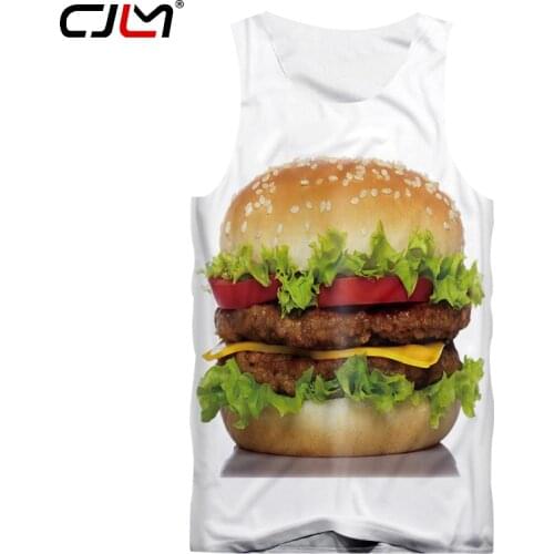 CJLM Gyms Fitness Men Tank Top Hamburger 3D Printed Mens Bodybuilding Stringers Tanktops Workout Singlets Sleeveless Shirt 5xl