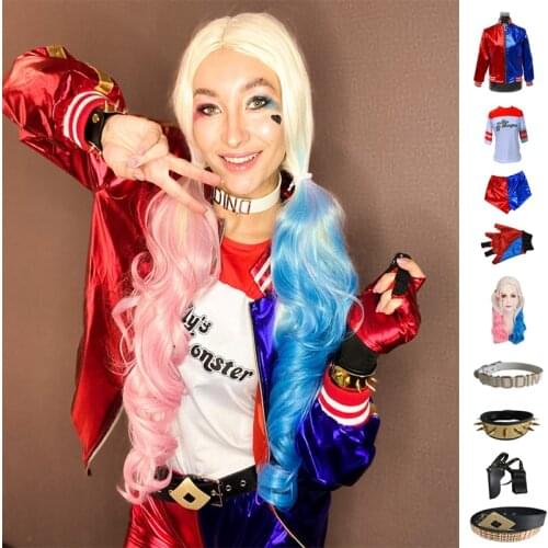 Kids Girls Harley cosplay Costumes Squad Quinn Monster Jacket Pants Sets Christmas Kids Girls New Year Party Clothes