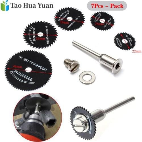 7pcs Mini Diamond Saw Blade Silver/Black Cutting Discs Shank For Dremel Drill Fit Rotary Tool Power Tool Accessories Tool Set A