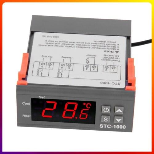 4 - 6.9" Display Temperature Controller 1 M Cable Thermostat Aquarium STC1000 Incubator Cold Chain Temp Laboratories Temperature
