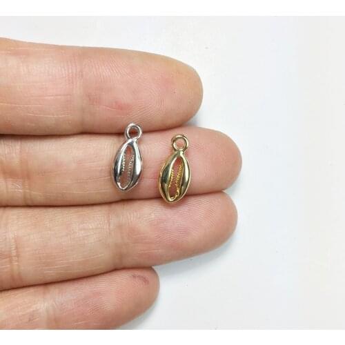 Eruifa 20pcs 9*6mm Mini Polished Pretty Shell gold/Silver plated Zinc alloy Charms Pendant Jewelry DIY Necklace 2 colors