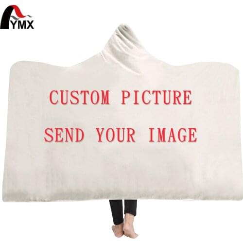 FYMX Dropshipping Customized Hooded Blanket 3D Printed Plush For Adults Kid Warm Wearable Fleece Personality Throw Blankets