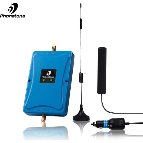 Car Use GSM Repeater 2G EGSM 900MHz WCDMA 3G 2100MHz Mobile Phone Signal Booster 45dB Cellular Amplifier Band 8 Band 1 Antennas