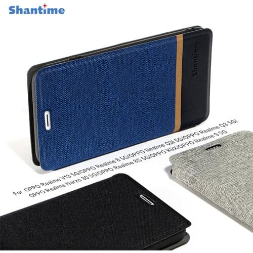 Canvas Case For OPPO Realme V13 5G Q3i 5G Q3 5G Case Cover Flip Leather Soft Silicone Cover For OPPO Realme 8 5G Phone Case