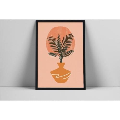 Potted Plant Art Print | Digital Art Painting | Printable Rustic Poster | Peach Color Print | Brush Stroke Wall Art | Minimal Py