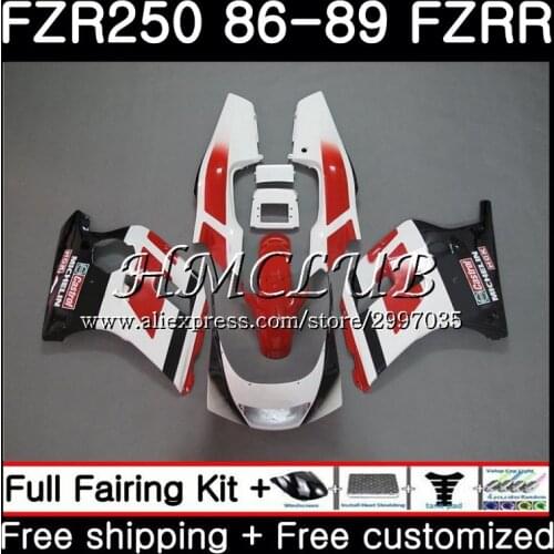 Body For YAMAHA FZRR FZR 250R FZR 250 1986 1987 1988 1989 1HC.1 FZR250RR FZR250R FZR-250 FZR250 86 87 88 89 Fairing Red white