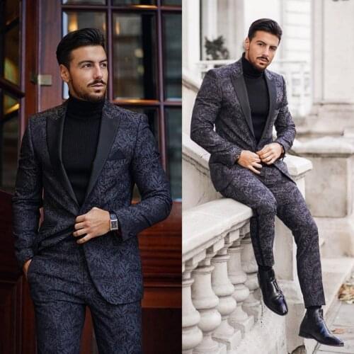 Handsome Mens 2 Piece Suits Classic Peaky Blinder Suit Slim Fit Vintage Suit Business Jacket Pants Custom Wedding Tuxedos
