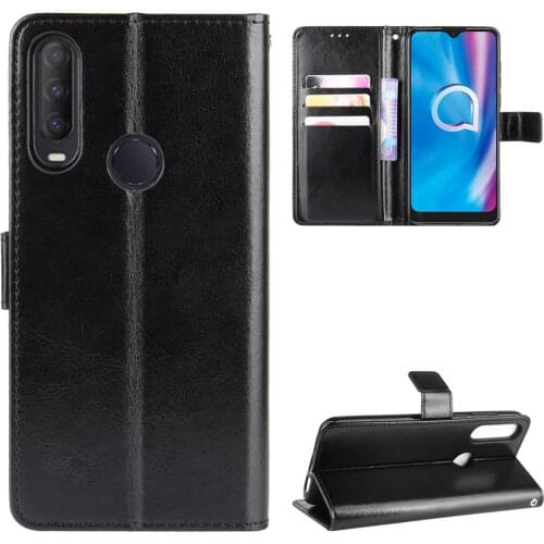 Fashion Wallet PU Leather Case Cover For Alcatel 1SE Flip Protective Phone Back Shell With Card Holders