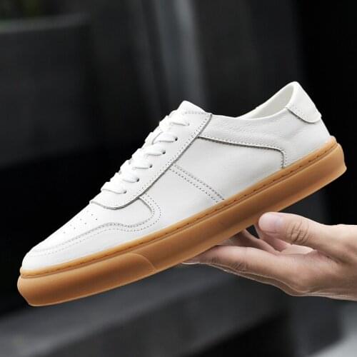 Men Casual Shoes Luxury Brand Fashion Simple White Sneakers Men COw Leather Breathable Soft Walking Footwear