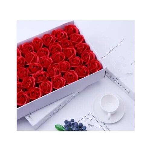Mothers Day Simulated Rose Soap Flower Head Valentines Day Gift Hand-wrapped 50 Heads