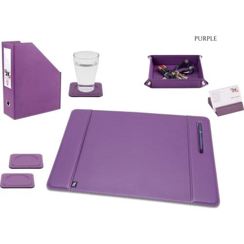 7 Pieces Leather Desk Set Desk Organizer Office Accessories Desk Accessories Office Organizer Desk Pad Desktop Storage Basket