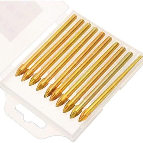 10pcs/lot 6mm Glass Drill Bits Hole Saws Ceramic Tile Cross Spear Head Tungsten Carbide Glass Drill Bit Set
