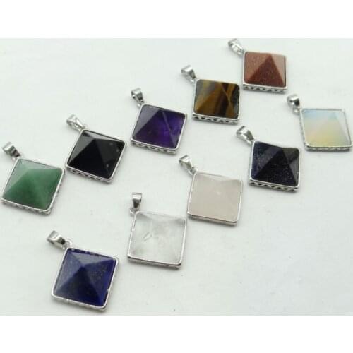 Natuursteen lapis tiger eye amethist Opal piramide Hanger Kralen Sieraden Charmes DIY voor Sieraden Maken Kettingen 8 pcs A33