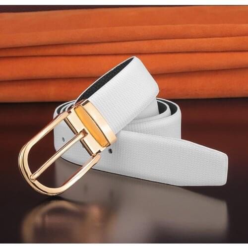 2021 New White Fashion Belt Mens Luxury Leather Belt Mens Denim Casual High-Quality Classic Pin Buckle Belt