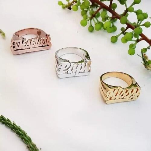 New Custom Name Ring Gold Personality Hip Hop Ring Women Fashion Punk Letter Ring Gift