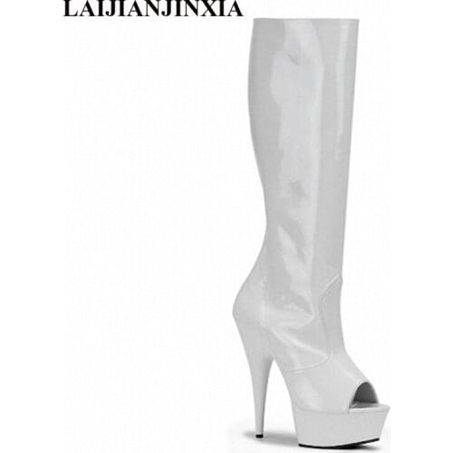 New European and American 15CM/high heels/white medium boots/night field sexy women Dance Shoes