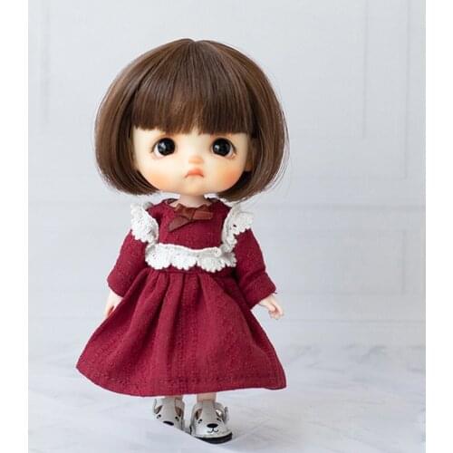 Ob11 doll clothes retro lace dress jacquard skirt dress for molly, 1/12bjd, P9, GSC clothes, obitsu11 doll accessories