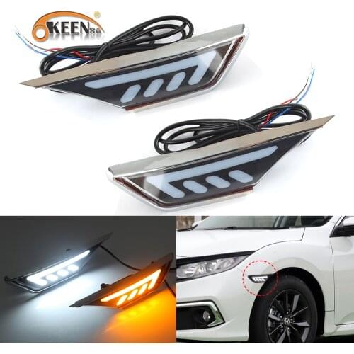 OKEEN 2x Waterproof Car Steering Blade Led Light For Honda Civic 2016 2017 2018 2019 2020 Driving Turn Signal Fender Side Lights