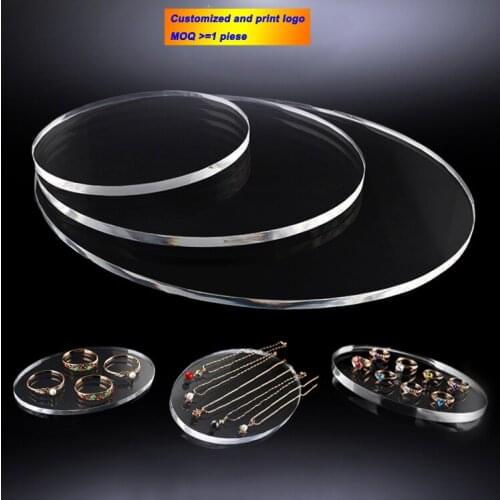 Oval Acrylic Jewellery Flat Tray Necklace Holder Bracelet Display Stand Little Doll Organizer Watch Earring Ring Case