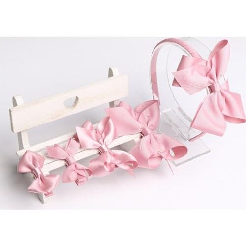 5pcs Resale Lovely Bows Headband Cute Modish Girls Pure Handmade Prince Hairbands Multi Size Hairpins Girls Simple Hairpin Set
