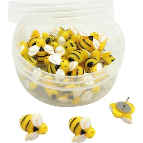 PPYY-30Pcs Cartoon Pushpin Cute Bee Pattern Board Mail Handmade Diy Pushpin Creative Cartoon Resin Patch Pushpin