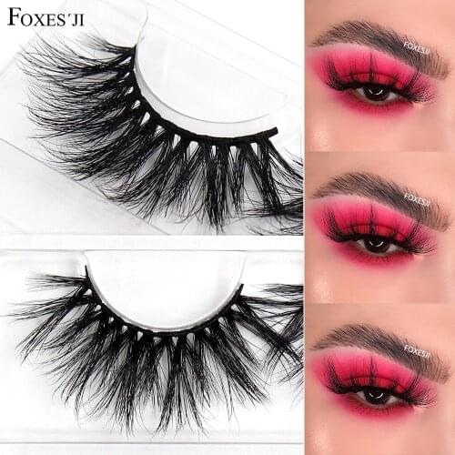 FOXESJI Makeup Lashes Mink 25mm False Eyelashes Natural Handmade Dramatic Fluffy Eyelash Extension 25mm Mink Lashes Eyelashes