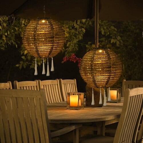 Solar Sequin Retro Projection Lantern Outdoor Waterproof Garden Decoration Landscape Lighting Lamp Festive LED Hanging Lantern