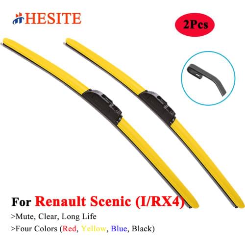 HESITE Colorful Windshield Frameless Hybrid Wiper Blades For Renault Scenic 1 2 3 4 Accessories 2Pcs Car Front Wipers Red Yellow