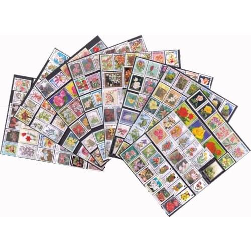 Topic Flower 50 PCS All Different Unused Postage Stamps Collection With Post Mark For Colection Or Scrapbook Stickers