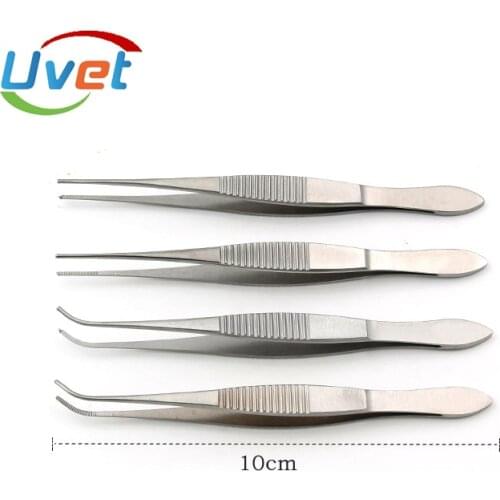 Uvet Stainless steel ophthalmic tweezers 10cm medical tweezers platform with teeth ophthalmic surgery tweezers