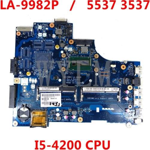 VBW01 LA-9982P For Dell Inspiron 5537 3537 Laptop Motherboard CN-000GCY 0CD6V3 I5-4200U DDR3L Fully Tested