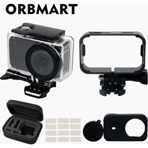 ORBMART 5 in 1 Waterproof Case,Frame,Silicone Cover,Bag,Anti-fog Inserts For Xiaomi Mijia Mini 4K Sport Action Camera Accessory
