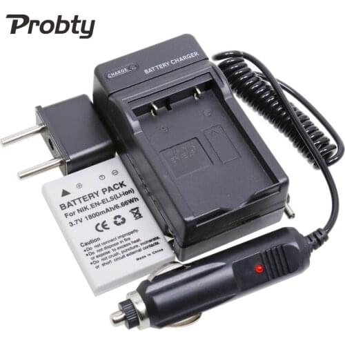 PROBTY 3.7v 1800mAh EN-EL5 EN EL5 Li-ion Camera Battery + Charger for Nikon CoolPix 3700 4200 5200 5900 7900 P3 P4 P80 P9 P530