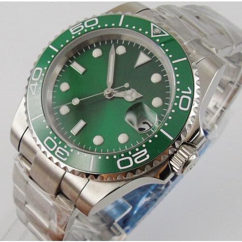 Green Luxury Men Watch 316L Steel Case 24 Jewels NH35 MIYOTA 8215 Brushed Oyster Strap Sapphire Crystal Screw Crown 5.0