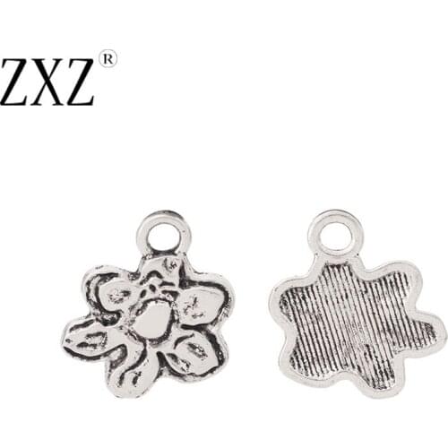 ZXZ 20pcs Tibetan Silver Hammered Flower Charms Pendants Beads for Necklace Bracelet Jewelry Making Findings 19x17mm