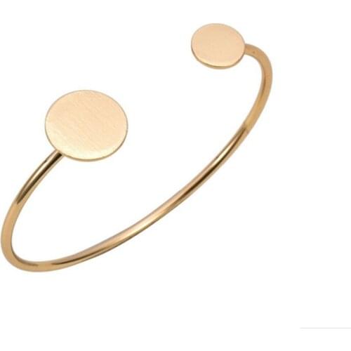 1pc New Fashion Adjustable Geomtric Round Big And Small Flat Cake Bangles And Bracelets Silver Gold-color Women Love Jewelry