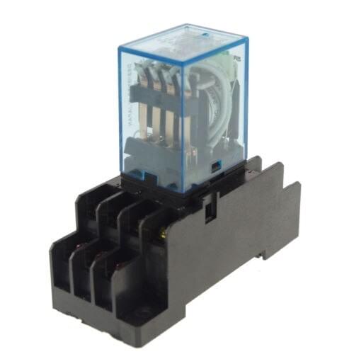10pcs 12/24VDC 5A Coil Power Relay JQX-13F MY4NJ HH54PL 14Pins 4PDT Socket Base