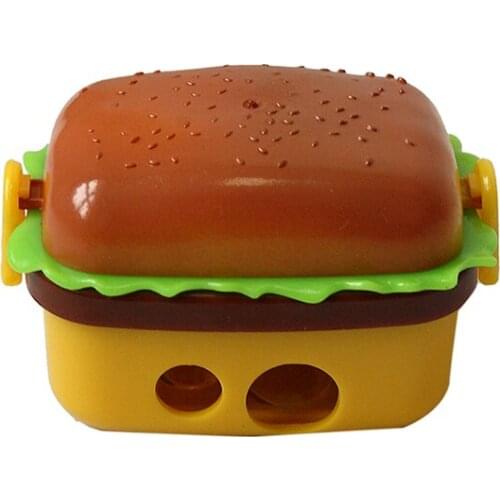 2 Hole Hamburger Pencil Sharpener Eraser Novelty Children Learning Tools