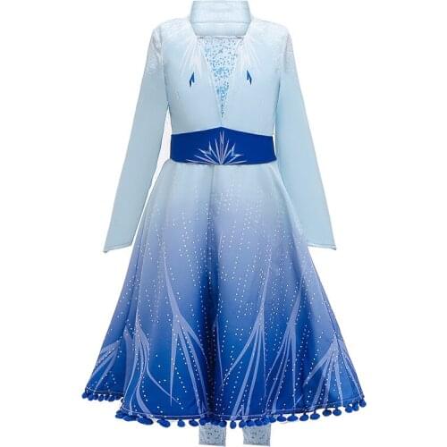 2021 New Elsa Dress Girls Princess Cosplay Elsa 2 Dresses Robe Halloween Party Costume For Kids Children Carnaval Dress