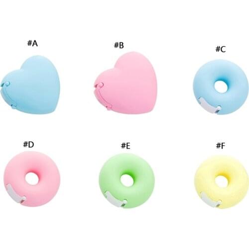 28EA Creative Heart & Donuts Shape Tape Dispenser Cute Washi Tapes Cutter Container Box Gift Packaging Gadget Desk Organizer