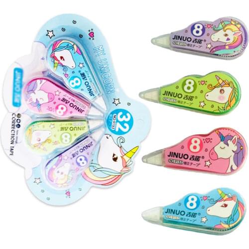 4 Pcs/pack Kawaii Unicorn White Sticker Correction Tape Error Eraser For Student Stationery Corrector School Office Supplies K